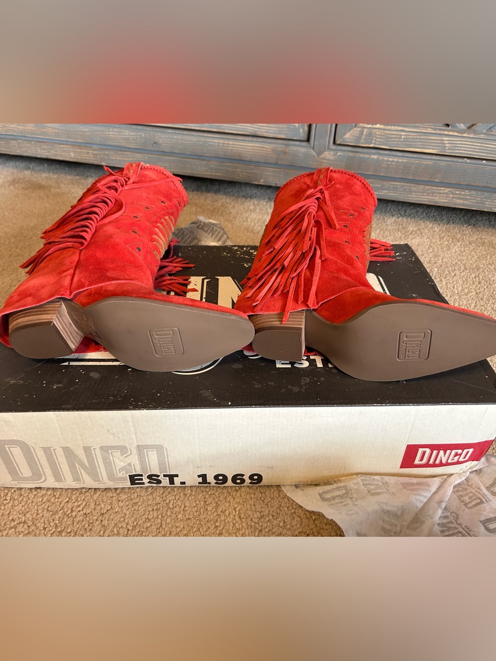 Dingo Spirit Trail Fringe Tall Western Boots NWT Red 6.5 $199 - Picture 7 of 9